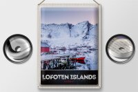 Blechschild Reise 30x40cm Lofoten Island Norwegen Winter Schnee