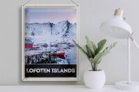 Blechschild Reise 30x40cm Lofoten Island Norwegen Winter Schnee
