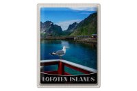Blechschild Reise 30x40cm Lofoten Island Norwegen Fluss...