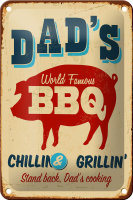 Blechschild Retro 12x18cm dad`s world famous BBQ grillin...
