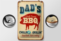Blechschild Retro 12x18cm dad`s world famous BBQ grillin...