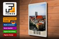 Blechschild Reise 30x40cm München Deutschland Stadt Kirche Stadt