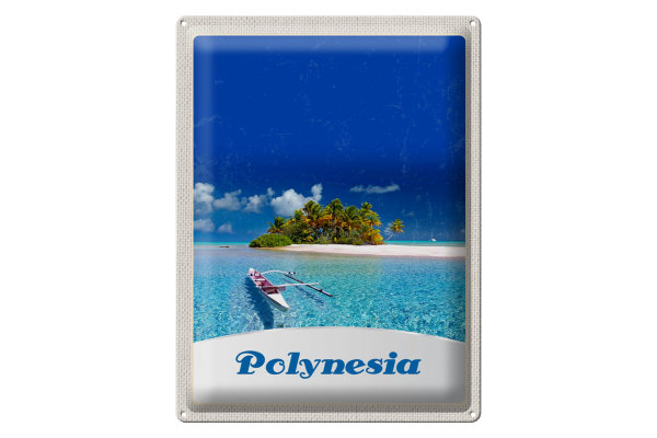 Blechschild Reise 30x40cm Polynesien Trauminsel Australien Boot