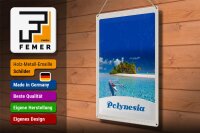 Blechschild Reise 30x40cm Polynesien Trauminsel Australien Boot