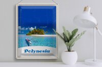 Blechschild Reise 30x40cm Polynesien Trauminsel Australien Boot