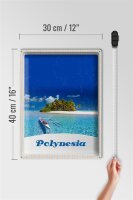 Blechschild Reise 30x40cm Polynesien Trauminsel Australien Boot