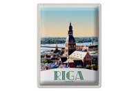 Blechschild Reise 30x40cm Riga Lettland Kirche Architektur
