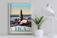 Blechschild Reise 30x40cm Riga Lettland Kirche Architektur