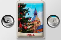 Blechschild Reise 30x40cm Riga Lettland Weihnachten Winterzeit