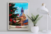 Blechschild Reise 30x40cm Riga Lettland Weihnachten Winterzeit