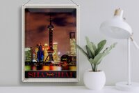 Blechschild Reise 30x40cm Shanghai China Stadt Tower Meer Urlaub