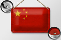 Blechschild Flagge 18x12cm China Fahne Wanddeko