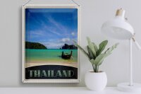 Blechschild Reise 30x40cm Thailand Meer Boot Gebirge Himmel