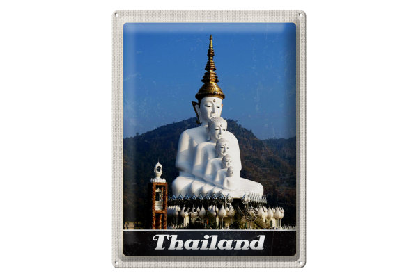 Blechschild Reise 30x40cm Thailand Natur Wald Tempel Gott