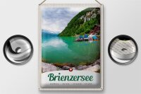 Blechschild Reise 30x40cm Brienzersee Schweiz Boot Gebirge