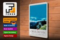 Blechschild Reise 30x40cm Creux du Van Aussicht Gebirge Urlaub