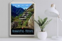 Blechschild Reise 30x40cm Maggiatal-Tessin Schweiz Weg Gebirge