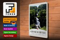 Blechschild Reise 30x40cm Gießbachfall Wasserfall Gebirge Natur