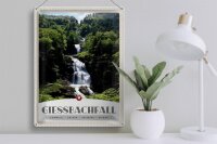 Blechschild Reise 30x40cm Gießbachfall Wasserfall Gebirge Natur