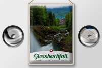 Blechschild Reise 30x40cm Gießbachfall Wald Wasserfall Natur