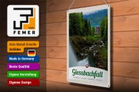 Blechschild Reise 30x40cm Gießbachfall Wald Wasserfall Natur