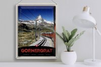 Blechschild Reise 30x40cm Gornergrat Schweiz Gebirge Schnee Bahn