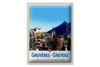 Blechschild Reise 30x40cm Gruyeres Greyerz Schweiz Stadt