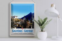 Blechschild Reise 30x40cm Gruyeres Greyerz Schweiz Stadt