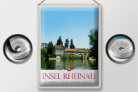 Blechschild Reise 30x40cm Insel Rheinau Schweiz Kirche Urlaub