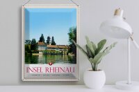 Blechschild Reise 30x40cm Insel Rheinau Schweiz Kirche Urlaub