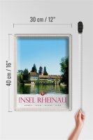 Blechschild Reise 30x40cm Insel Rheinau Schweiz Kirche Urlaub