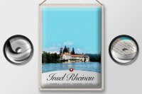 Blechschild Reise 30x40cm Insel Rheinau Europa Kirche Urlaub