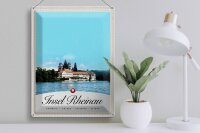 Blechschild Reise 30x40cm Insel Rheinau Europa Kirche Urlaub