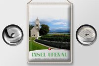 Blechschild Reise 30x40cm Insel Ufenau Schweiz Kirche Wiese See