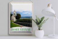 Blechschild Reise 30x40cm Insel Ufenau Schweiz Kirche Wiese See