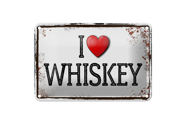 Blechschild Alkohol 18x12cm i love Whiskey Wanddeko