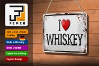 Blechschild Alkohol 18x12cm i love Whiskey Wanddeko