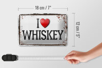 Blechschild Alkohol 18x12cm i love Whiskey Wanddeko