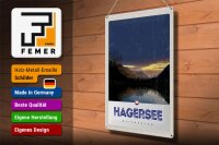 Blechschild Reise 30x40cm Hagersee Österreich Europa See Wald
