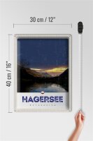 Blechschild Reise 30x40cm Hagersee Österreich Europa See Wald