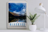 Blechschild Reise 30x40cm Hagersee Österreich Europa Natur Wald