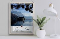 Blechschild Reise 30x40cm Gmunden Österreich Kirche Gebirge Natur