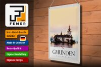 Blechschild Reise 30x40cm Gmunden Österreich Gmunden See Urlaub