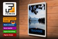 Blechschild Reise 30x40cm Traunsee Österreich  Natur Gebirge