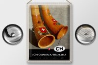 Blechschild Reise 30x40cm Confoederatio Helvetica Alphorn Urlaub