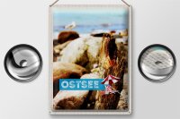 Blechschild Reise 30x40cm Ostsee Strand Steine Natur Meer Urlaub