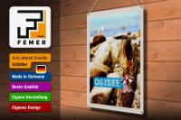 Blechschild Reise 30x40cm Ostsee Strand Steine Natur Meer Urlaub