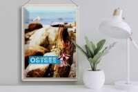 Blechschild Reise 30x40cm Ostsee Strand Steine Natur Meer Urlaub