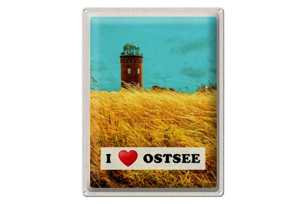 Blechschild Reise 30x40cm Ostsee Turm Natur Weide Urlaub Himmel
