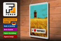 Blechschild Reise 30x40cm Ostsee Turm Natur Weide Urlaub Himmel